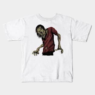 horror red zombie in graveyard scary design Kids T-Shirt